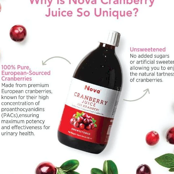 Nova Cranberry Juice 480ml Unsweetened No Sugar Jus Kranberi Urinary Tract Infection UTI Antioxidant   KENCING TAK LAWAS