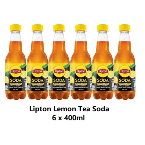 Lipton Ice Lemon Soda  Lemon Tea Flavour No Sugar 6 x 400ml