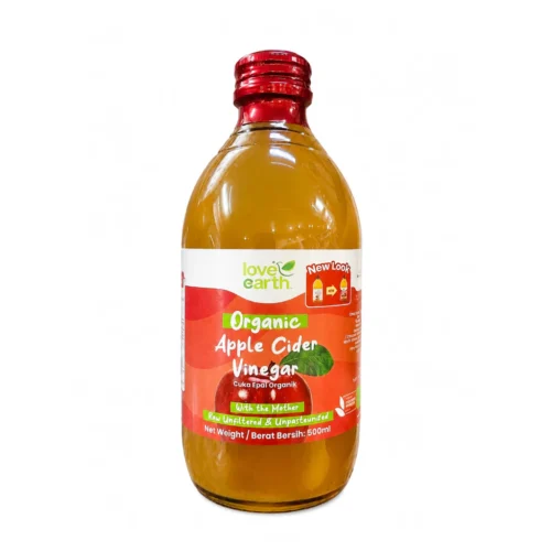Packaging Love Earth Organic Apple Cider Vinegar Cuka Epal Organik 500ml