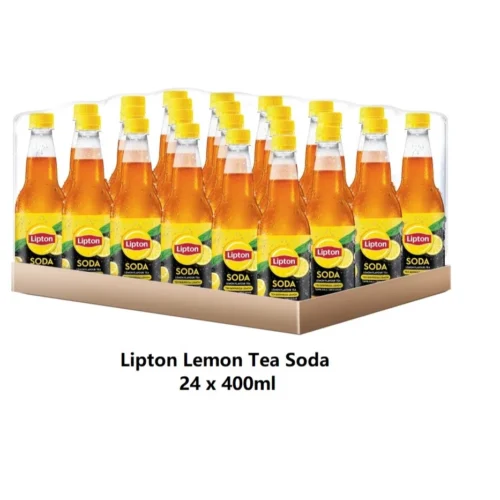 Lipton Ice Lemon Soda  Lemon Tea Flavour No Sugar 24 x 400ml