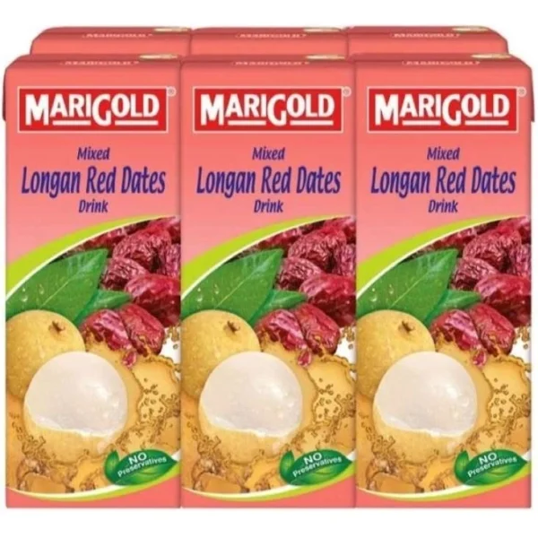 MariGold Mixed Longan Red Dates Drink 40  Less Sugar Fresh Juice 4 x 6  x 250ml