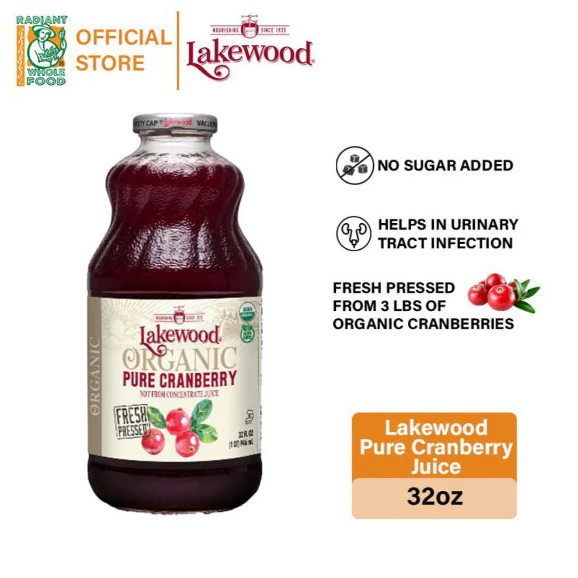 my-11134207-820lh-mhlok7ogxxj6a1.webp Lakewood Organic Pure Cranberry Juice 32oz 946ml Lakewood Jus KranberiOrganik 32oz 946ml