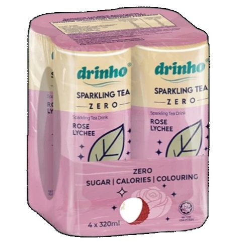 my-11134207-820li-mqpvvtz0tiq3a9.webp Drinho Rose Lychee Sparkling Tea Drink Zero Sugar 4 x 320ml