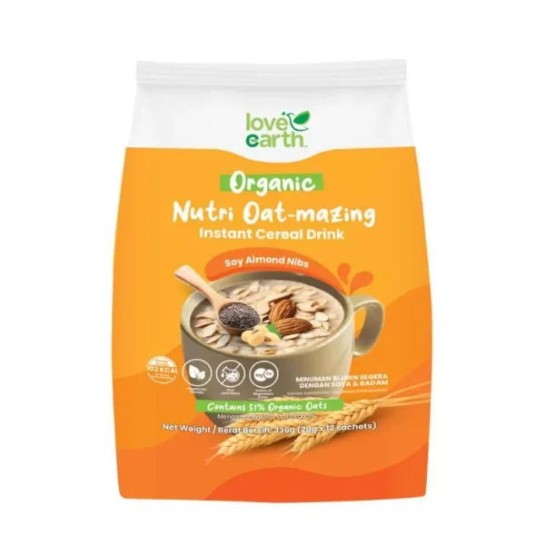 LOVE EARTH Nutri Oat mazing tant Cereal Drink Soy Almond Nibs 28g x 12s
